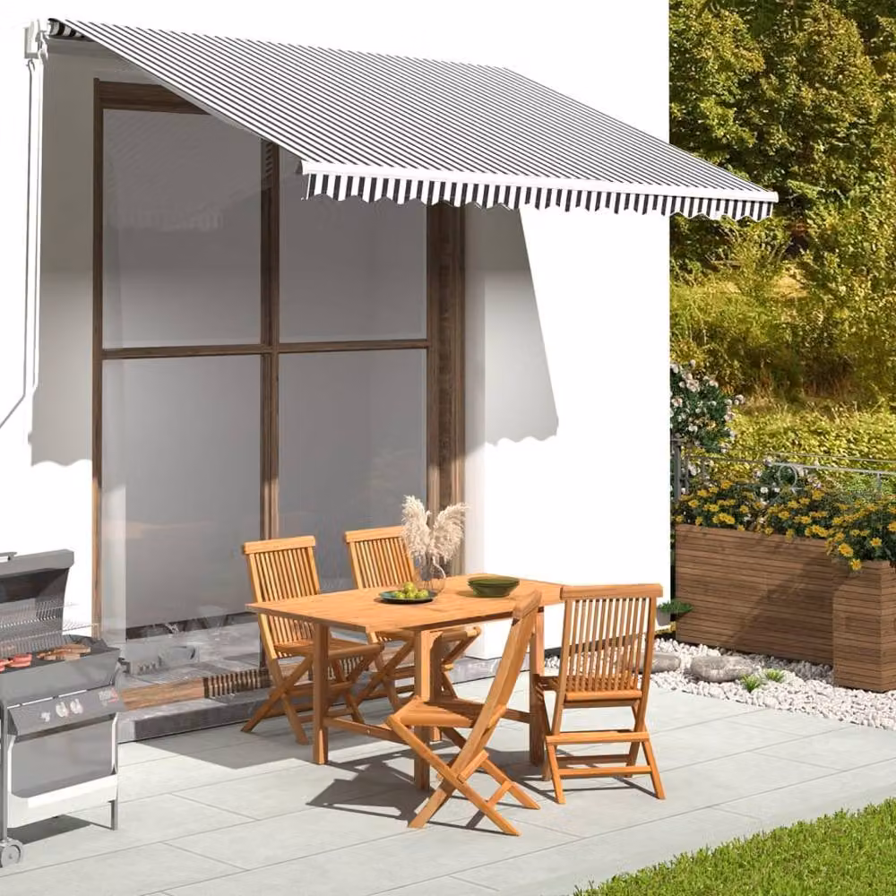 Berkfield Home Replacement Awning Fabric in Black, Anthracite and White, W: 3.5 m, D: 2.5 m – 2