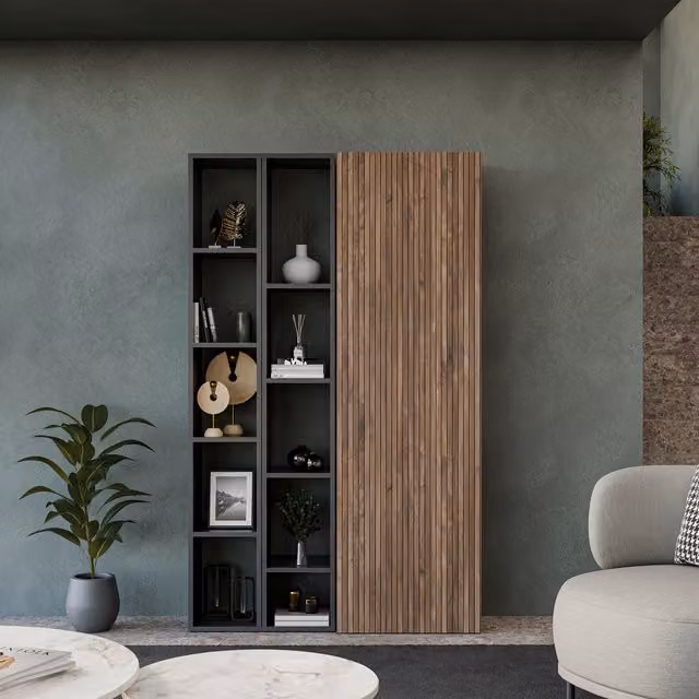 Decorotika Bern Wall Mounted Cabinet and Shelves in Black