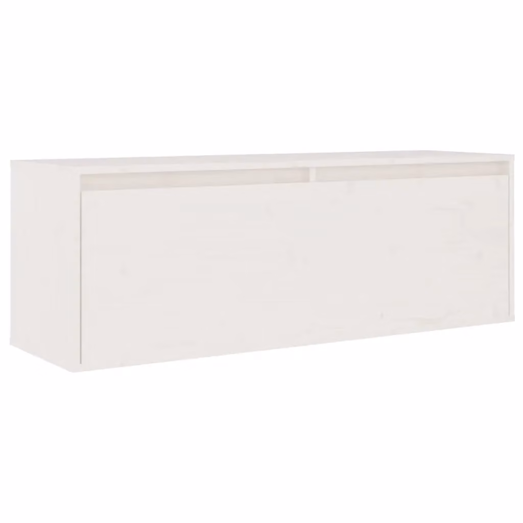 Berkfield Home White Solid Wood Pine Wall Cabinet W: 100 cm, D: 35 cm, H: 35 cm – 2