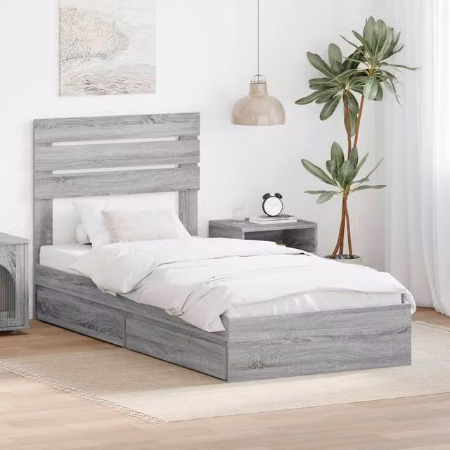 Berkfield Home Grey Sonoma Storage Bed with Drawers, W/D/H: 190 x 75 cm, Engineered Wood – 1