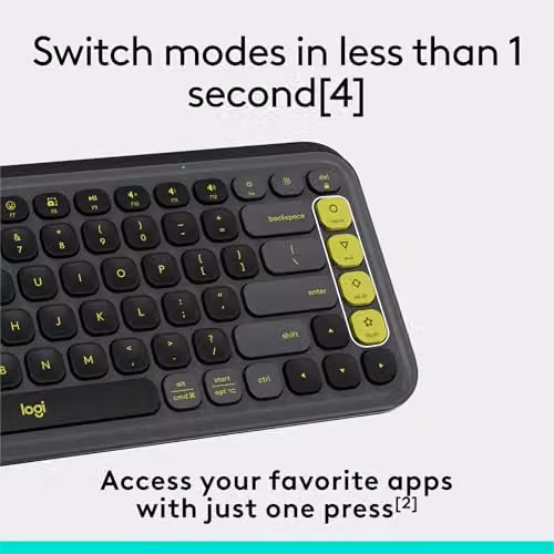 Logitech Pop Icon Keys Wireless Bluetooth Keyboard - Black, Grey and Green – 4