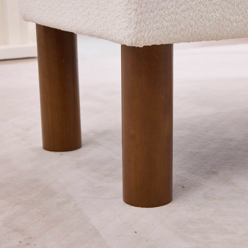 Matteo White Upholstered Boucle Accent Bench with Rolled Backrest – 2