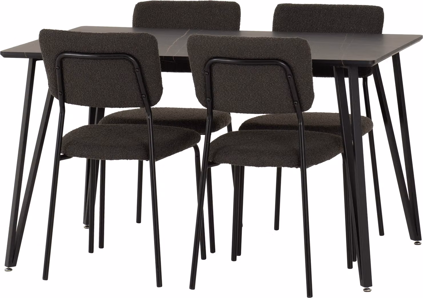 Seconique Marlow & Sheldon Modern Rectangular Dining Set with Marble Effect Table and Chairs in Grey – 3