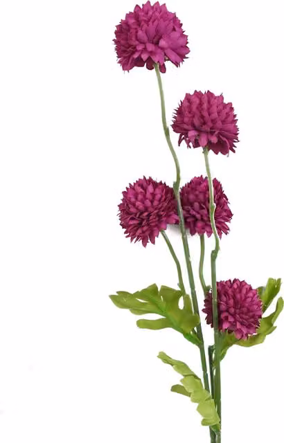Dahlia Pompom Artificial Pink Stem Flowers with Leaf