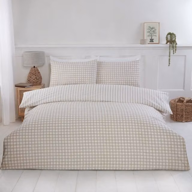 Rapport Home Gingham Check Polycotton Duvet Set and Pillowcase, Multicolour, W/D/H: 135 x 200 cm and 50 x 75 cm