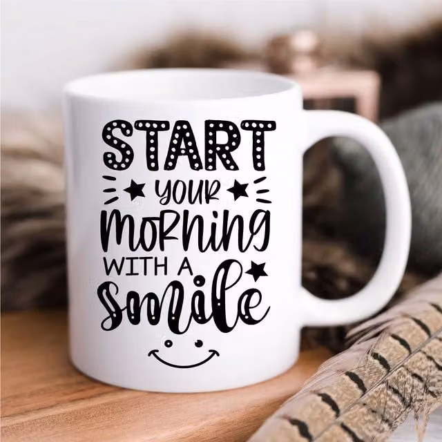 60 Second Makeover Limited Start Your Morning With A Smile Ceramic Mug in White – 1