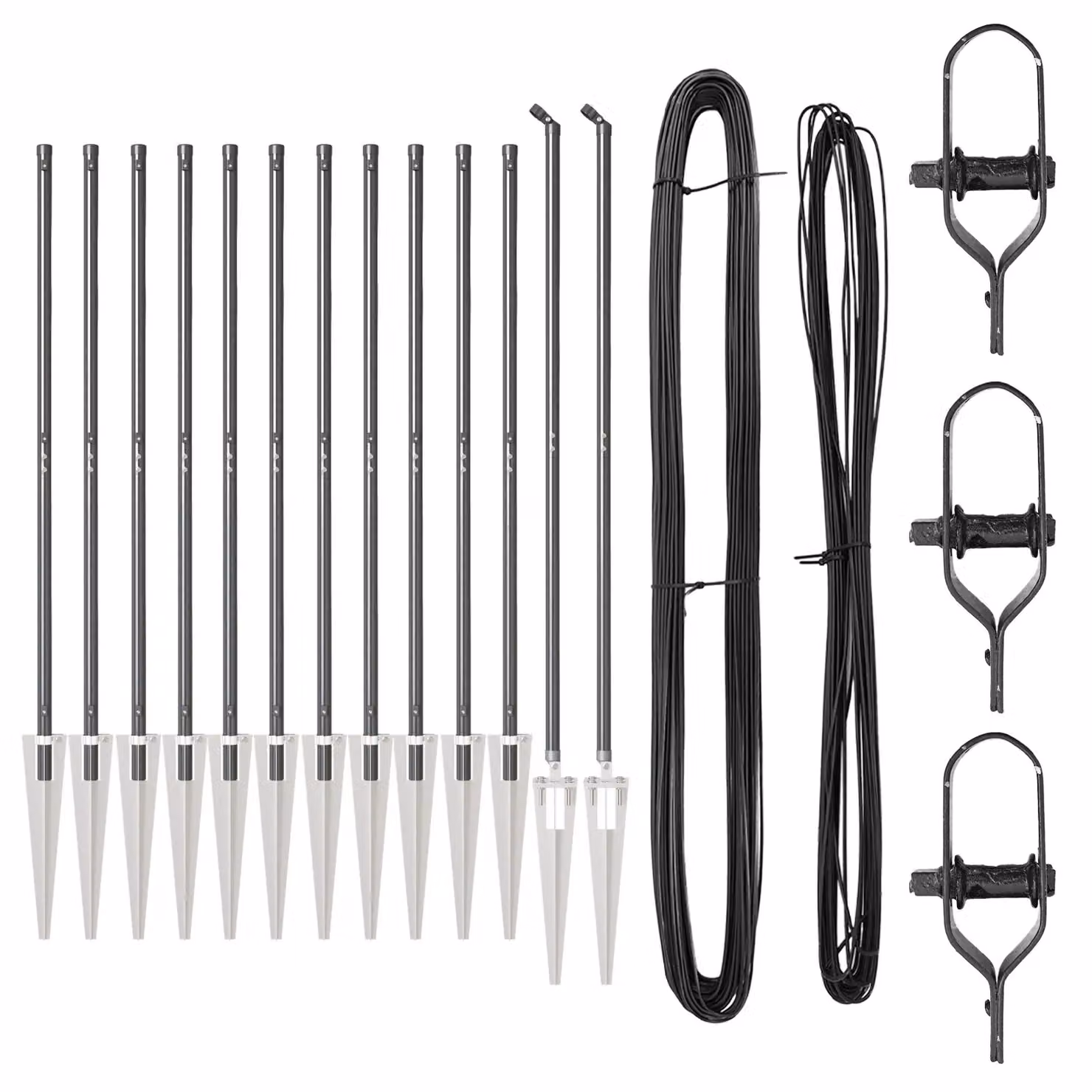 Berkfield Home Set of 26 Round Grey Galvanised Steel Metal Fence Posts, Height: 140 cm – 2