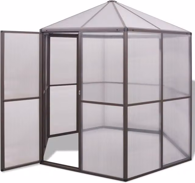 Berkfield Home Aluminium Polycarbonate Greenhouse in Brown, W/D/H: 240 x 211 x 232 cm