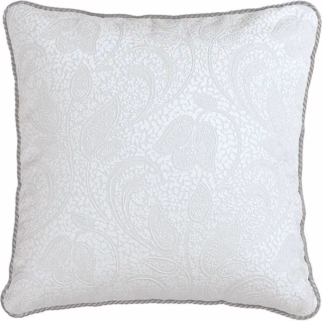 1951 Ashleigh Floral Jacquard Cushion in Silver, W/D/H: 40 x 40 x 40 cm