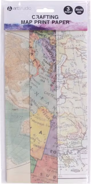 Art Studio Crafting Custom Multicolour Map Print Paper