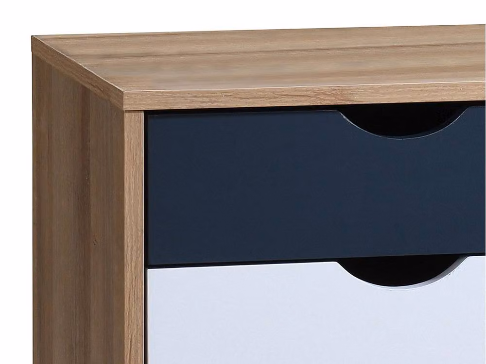 Vente-unique Set of 2 Mid-Century Bedside Tables with 3 Drawers, White and Blue, W/D/H: 40 x 40 x 57 cm – 3