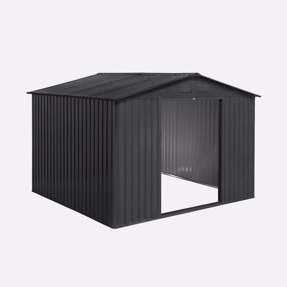 sweeek Metal Garden Storage Shed in Dark Grey, W/D/H: 274.3 x 274.3 x 203 cm – 2