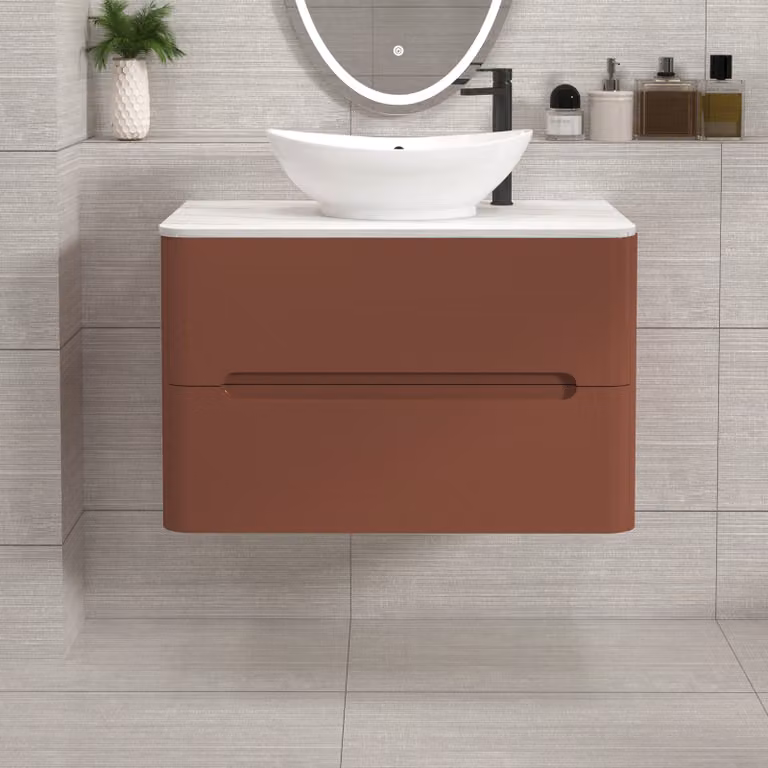 Royal Bathrooms Venice Wall Hung 2 Drawer Vanity Unit with Amaze Basin in Terracotta Clay