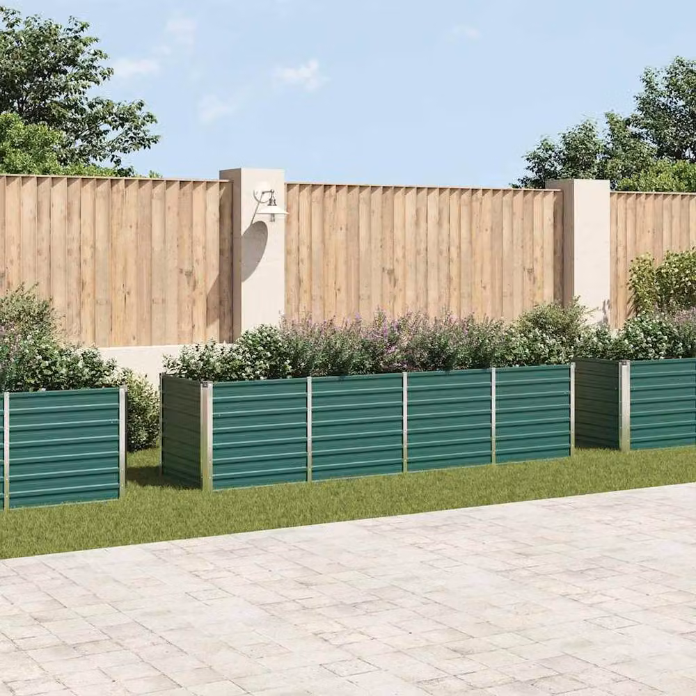 Berkfield Home Garden Galvanised Steel Raised Bed in Green, W/D/H: 320 x 80 x 77 cm – 2