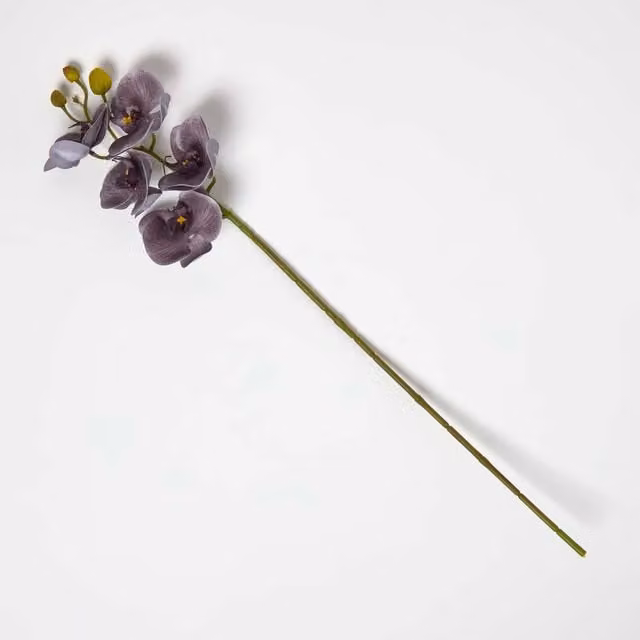 Homescapes Artificial Grey and Purple Orchid Flower Stem, Height: 68 cm