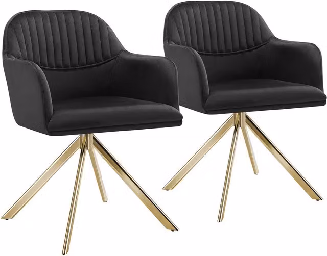 tectake Set of 2 Lona Armchairs in Black and Gold – 9