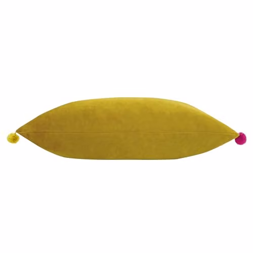 Paoletti Fiesta Green Velvet Rectangular Cushion with Multicolour Pom Pom Trim, W: 50 cm, H: 35 cm – 2