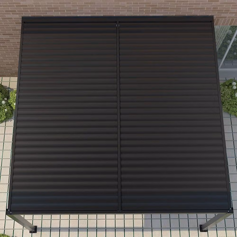 Primrose Living Deluxe Charcoal Wall Mounted Aluminium Veranda with Louvered Shutter Roof, W: 400 cm, D: 300 cm – 2