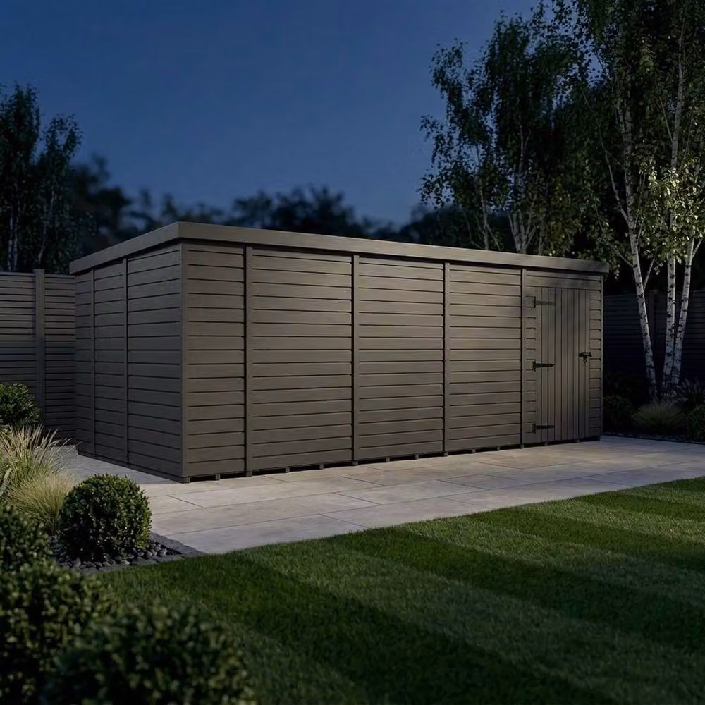 Buttercup Farm Grey Composite Pent Garden Shed with Single Door and No Windows W: 548.64 cm, D: 274.32 cm, H: 210 cm – 3
