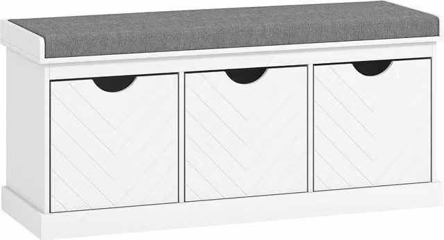 HOMCOM 3-Drawer Padded Shoe Bench in White for Hallway and Living Room, W/D/H: 105 x 47 x 175 cm