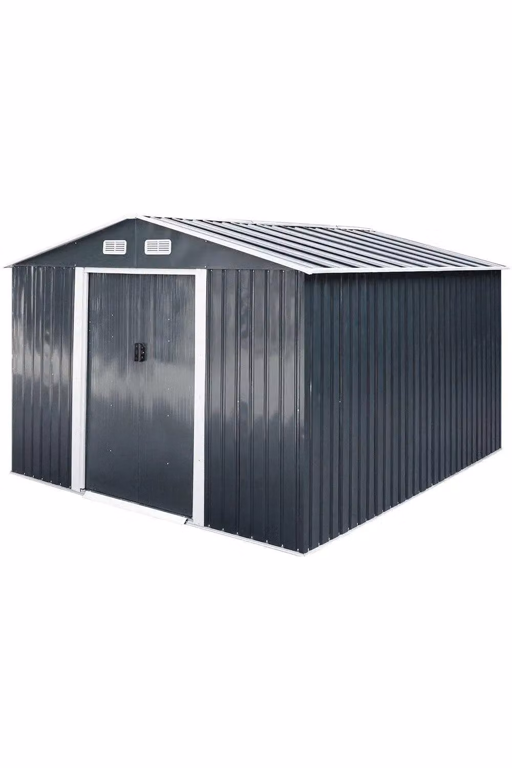 Garden Sanctuary Large Steel Outdoor Garden Tool Shed in Black, W/D/H: 259.0 x 257.0 x 178.0 cm – 2