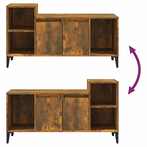 vidaXL Industrial TV Cabinet in Smoked Oak Brown, W/D/H: 100 x 35 x 55 cm – 5