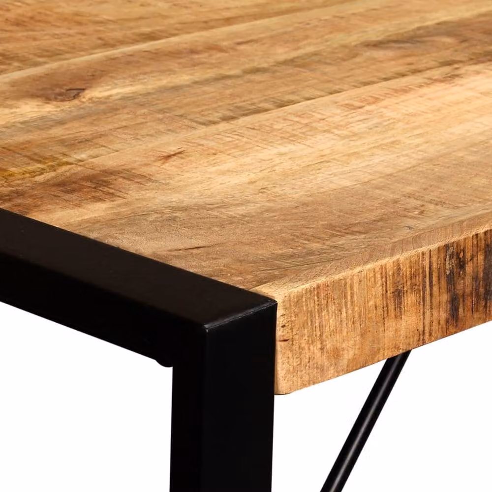 Berkfield Home Beautiful Rectangular Rustic Mango Wood Dining Table in Brown and Black, W/D/H: 120 x 60 x 76 cm – 4