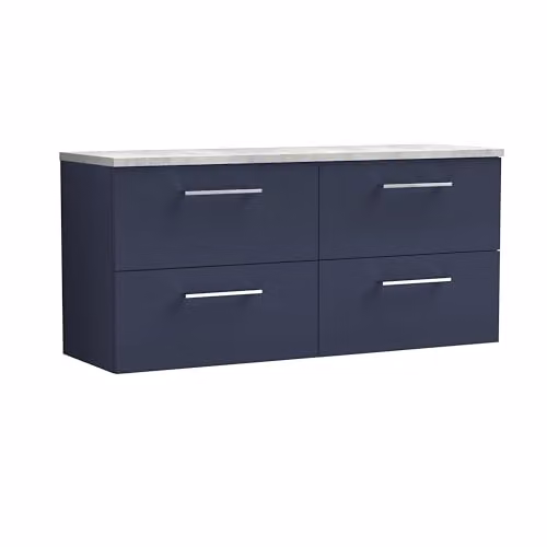 Balterley Modern Wall Hung 4 Drawer Bathroom Vanity Unit with Laminate Worktop, Blue, W/D/H: 120.5 x 39.0 x 56.2 cm – 3