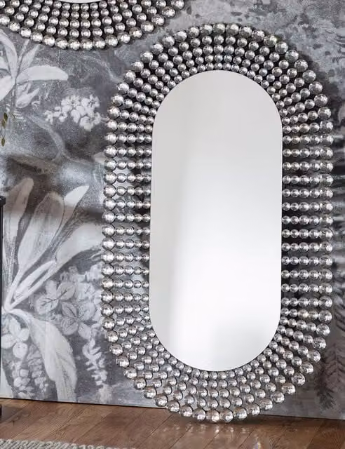 Gallery Direct Sharrington Oval Hanging Wall Mirror in Silver