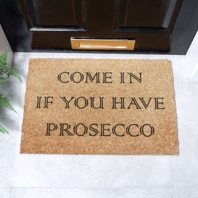 Artsy Mats Come In If You Have Prosecco Doormat, Brown, Coir and Natural Rubber, Non-Slip and Weatherproof