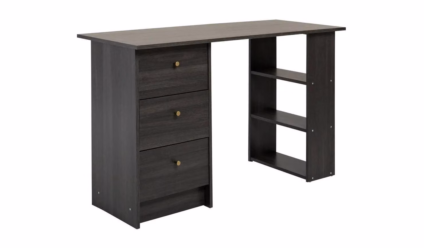 Malibu 3 Drawer Office Desk in Black and Brown with W/D/H: 120 x 49 x 72.1 cm