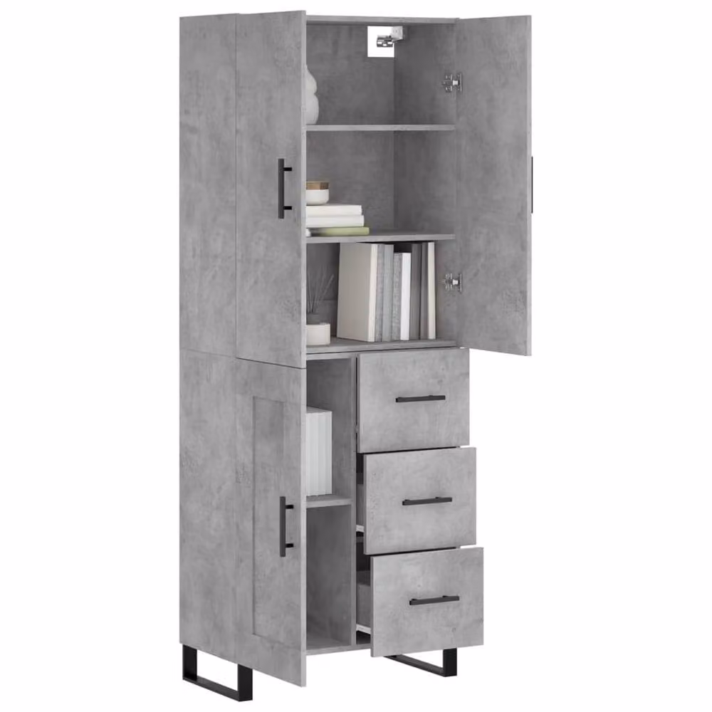 Berkfield Home Highboard in Concrete Grey, W: 69.5 cm, D: 34 cm, H: 180 cm – 2