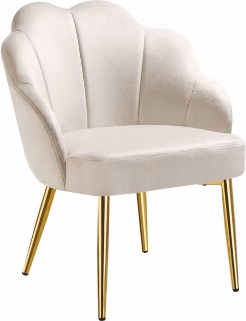 tectake Hellen Accent Chair in Cream and Gold Velvet with Metal Frame – 1