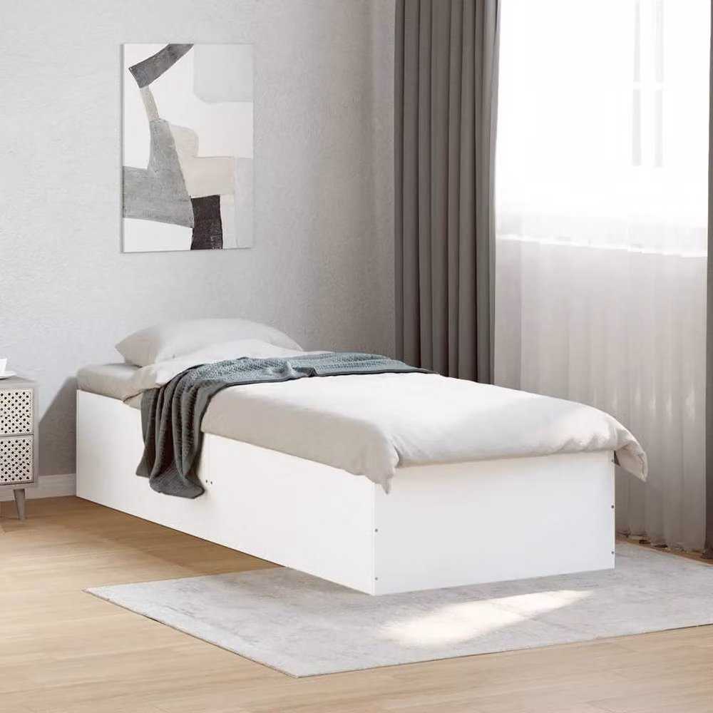 Berkfield Home Modern Small Single Wood Bed Frame, White, W/D/H: 78 x 190 x 35 cm – 2
