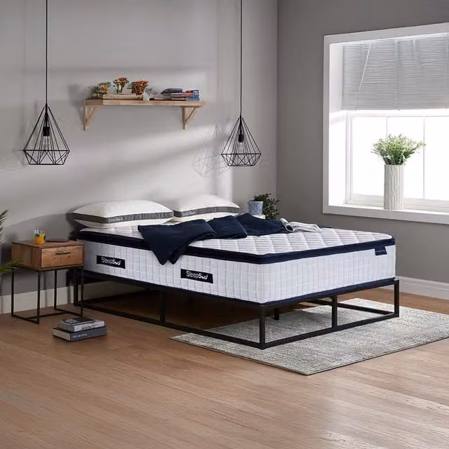 SleepSoul Luna 1500 Ortho Pillow Top Mattress, White, W: 150 cm, D: 200 cm