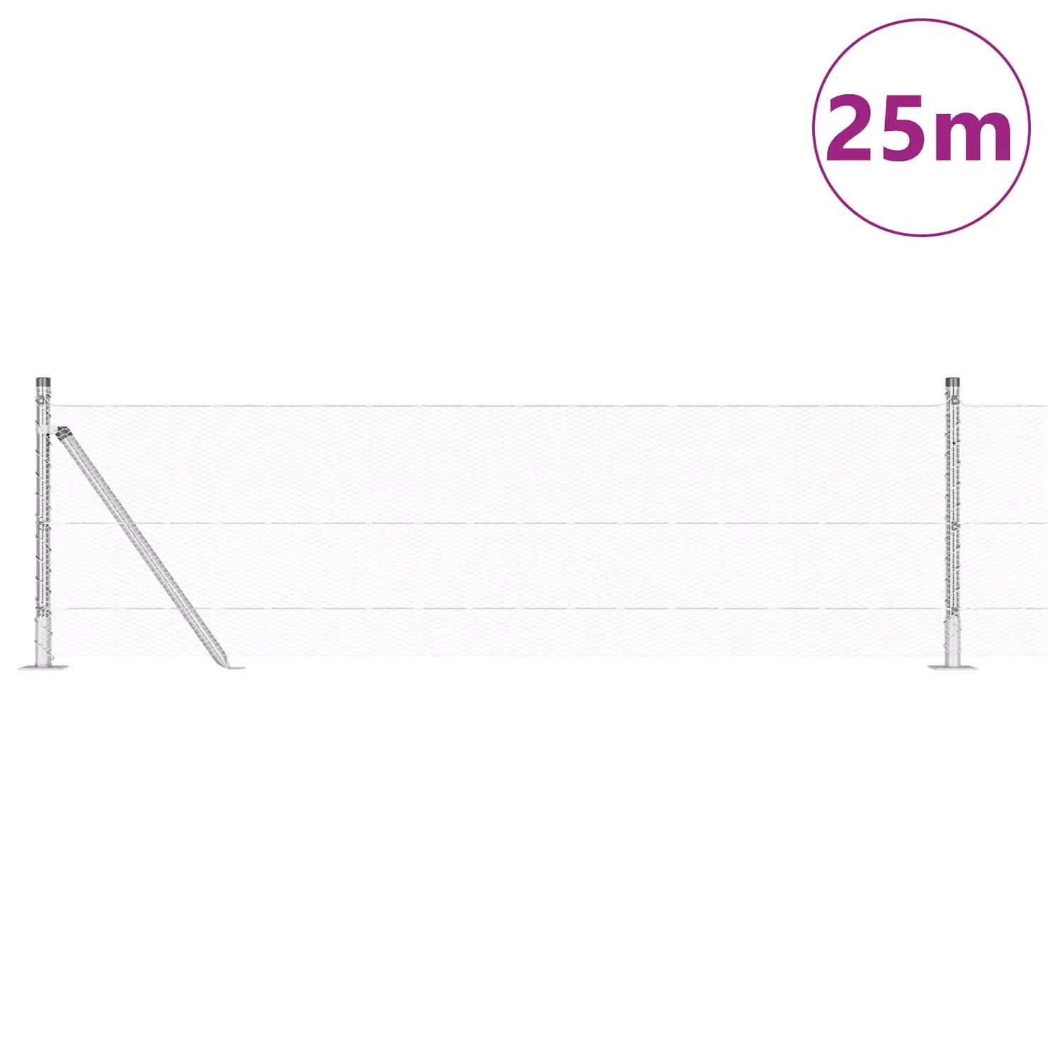 Berkfield Home Silver Galvanised Steel Hexagon Fence, W: 0.4 m, L: 25 m – 2