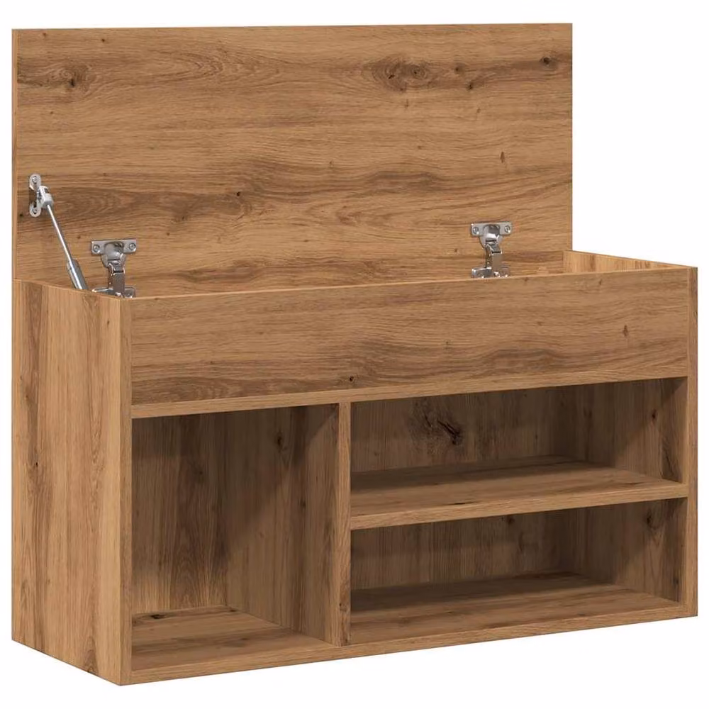 Berkfield Home Artisan Oak Shoe Bench in Brown, W/D/H: 80 x 30 x 45 cm – 4