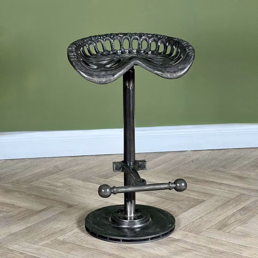 Elm Home And Garden Grey Cast Iron Tractor Seat Bar Stool for Kitchen, Pub or Cafe – 2