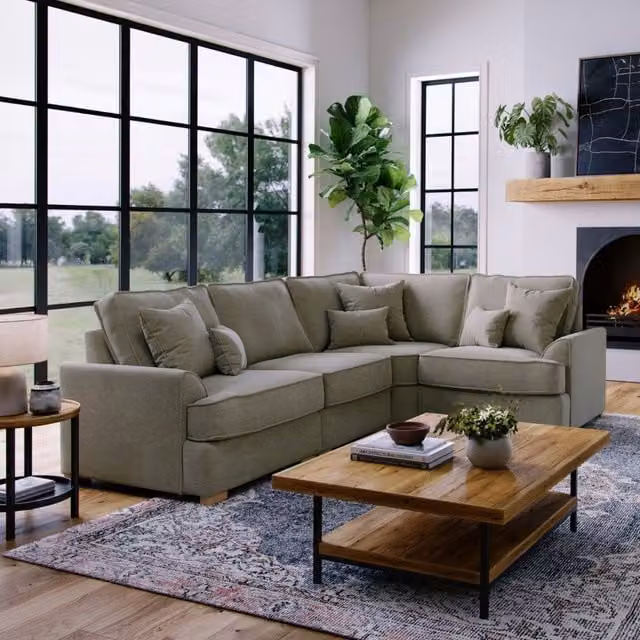 The Great Sofa Company Ophelia Right Hand Facing Chenille Corner Sofa in Grey, 3 Seater – 1