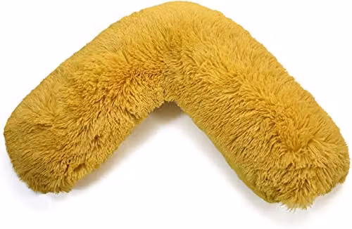 NIGHTZONE Teddy V Shaped Maternity Pillow and Fleece Cover in Ochre Yellow