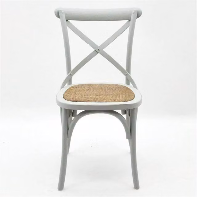 Nordara Grey Cross Back Dining Chair in Rustic Oak with Rattan and Fabric Details – 1