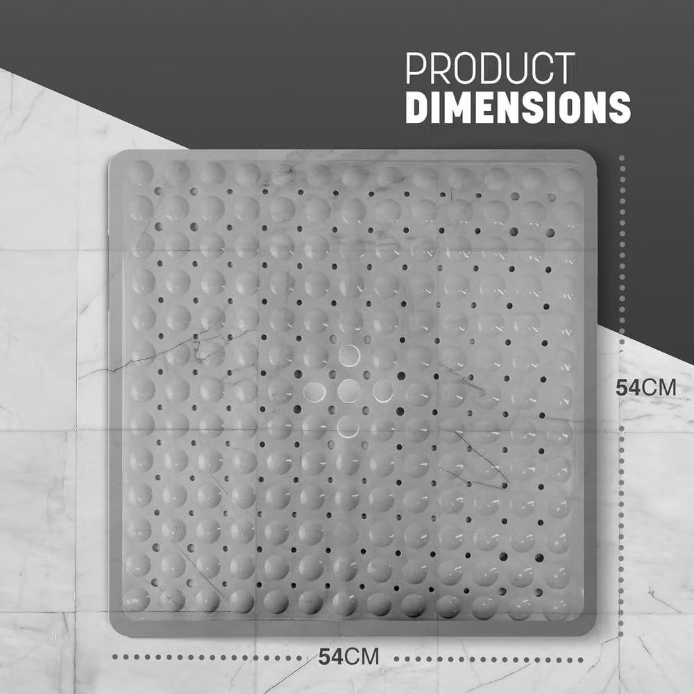 Keplin Non-Slip Square Shower Mat in Grey, W/D/H: 54 x 54 x 54 cm – 2