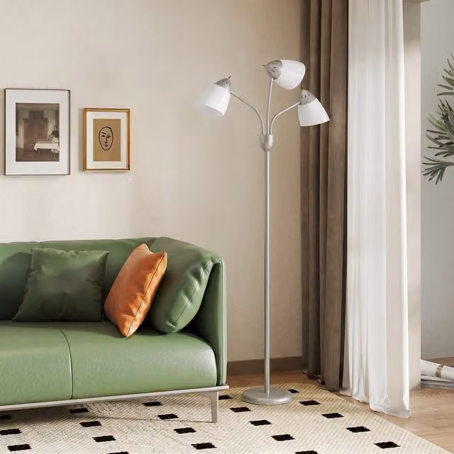 HOMCOM Arc Tree Floor Lamp in Silver Tone with Adjustable Colour Temperature