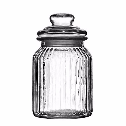 Orsina Ribbed Glass Storage Jar in Transparent – 1