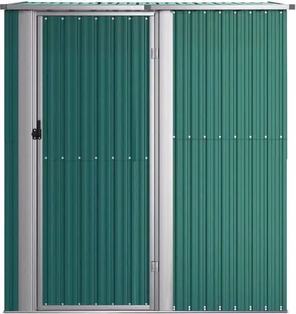 Berkfield Green Garden Shed in Galvanised Steel, W/D/H: 180.5 x 97 x 209.5 cm