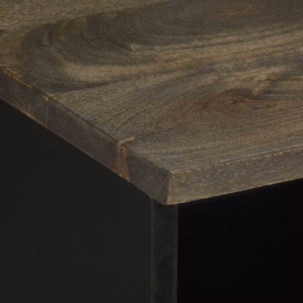 Berkfield Home Black Mango Wood TV Cabinet W/D/H: 100 x 33 x 46 cm – 4