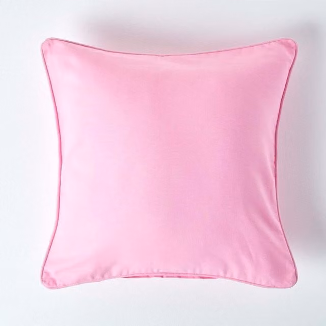 Homescapes Plain Cotton Square Cushion Cover, Pink, 45 x 45 cm