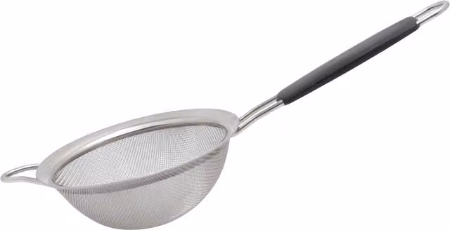 Buckingham Fine Mesh Stainless Steel Sieve Strainer with Black Handle, Silver and Chrome, 14 cm