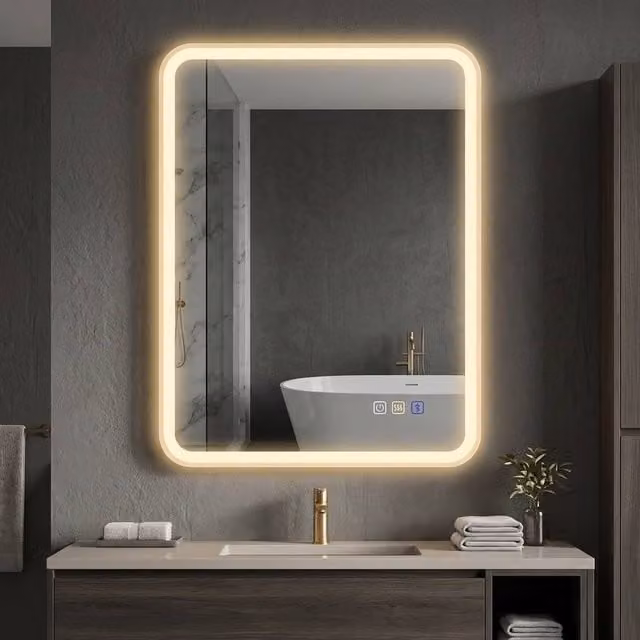 STILVORA LED Bluetooth Bathroom Mirror in Silver