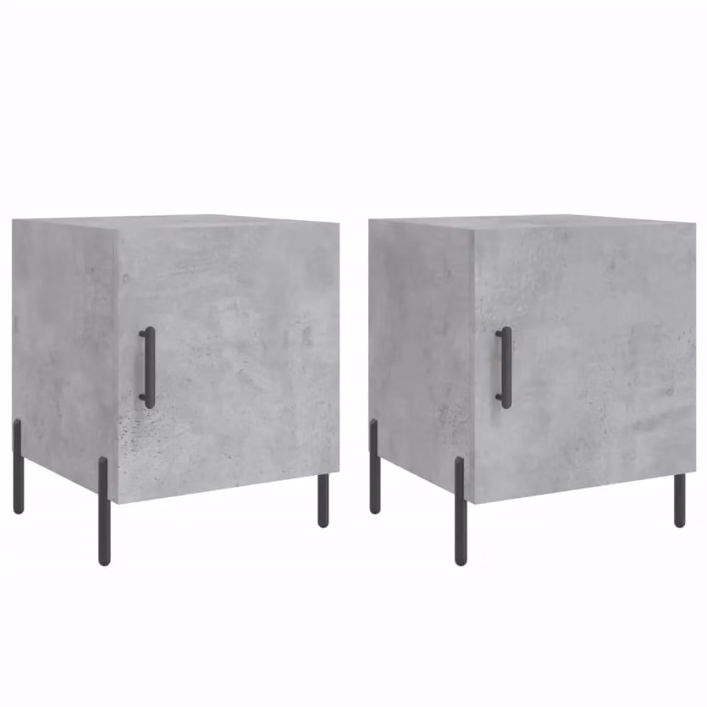 Berkfield Home Set of 2 Modern Bedside Cabinets in Concrete Grey, W/D/H: 40 x 40 x 50 cm